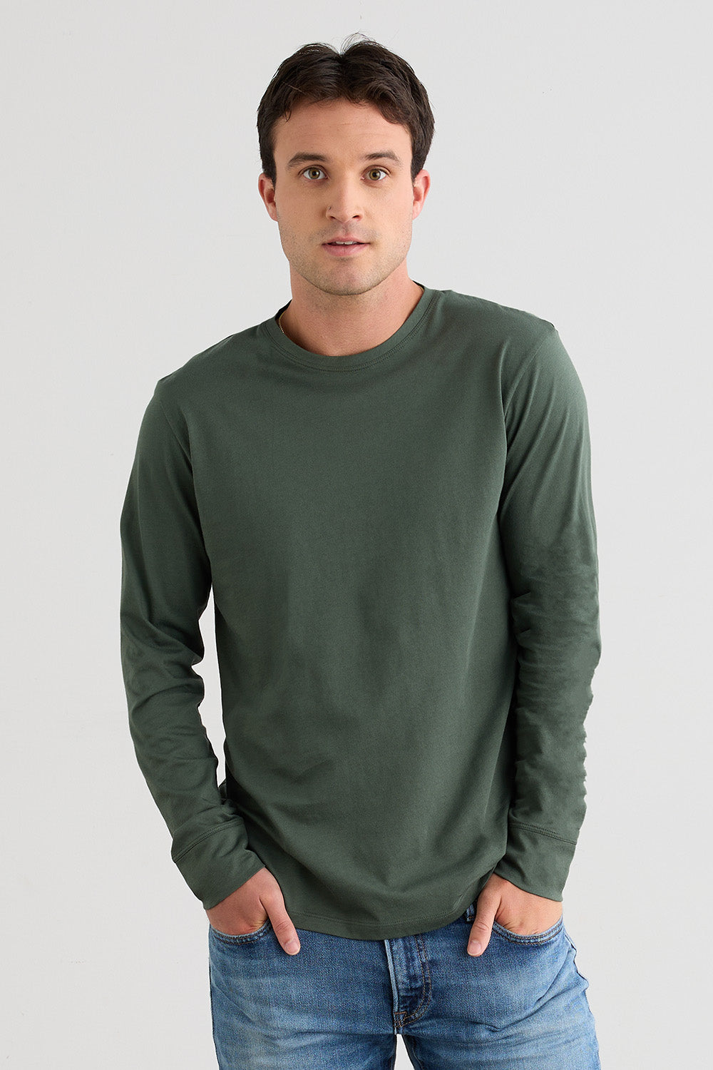 Men's 100% Organic Cotton Long Sleeve Crew Neck T-shirt