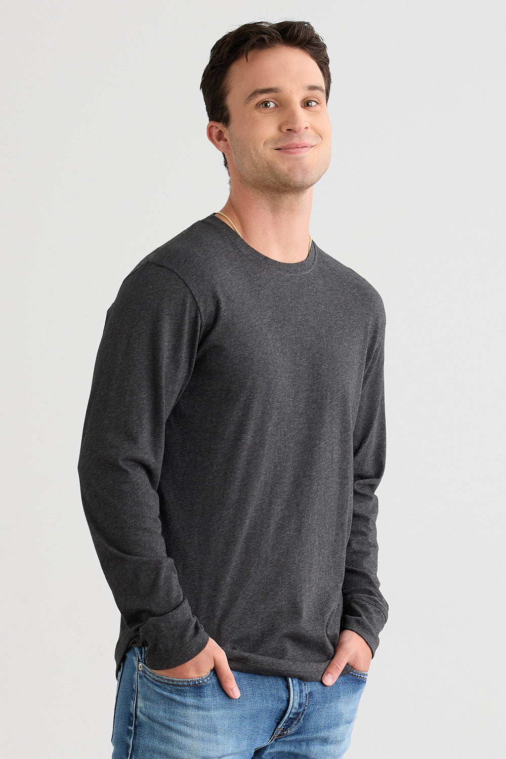 Men's 100% Organic Cotton Long Sleeve Crew Neck T-shirt